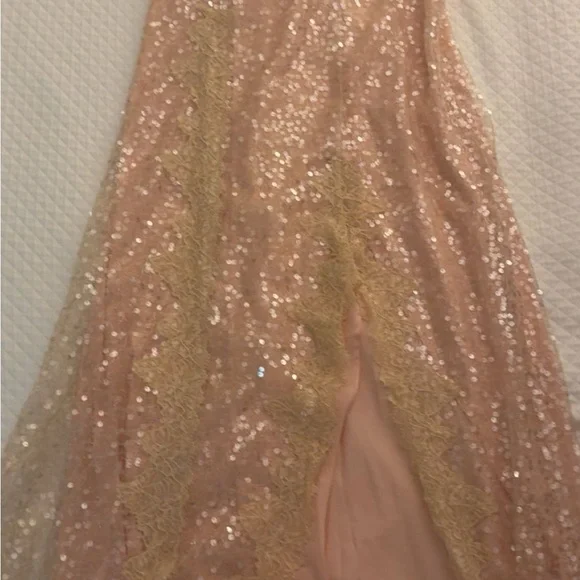 Anthropologie En Elly Sleeveless V-Neck Lace Sequin Slip Midi Dress - Picture 6 of 7